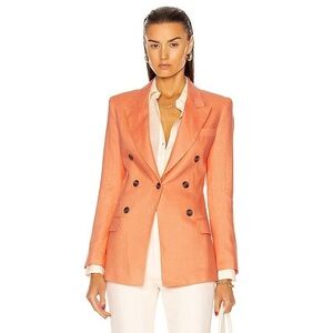 Smythe Not a Double Breasted Blazer Size 4 Linen Orange Peace